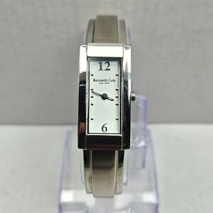 Womens Kenneth Cole Watch 15mm Silver Tone Cuff Bangle Band New Battery